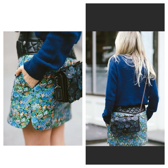 Coach Dresses & Skirts - Coach Quilted Leather Floral Curved Hem Mini Skirt